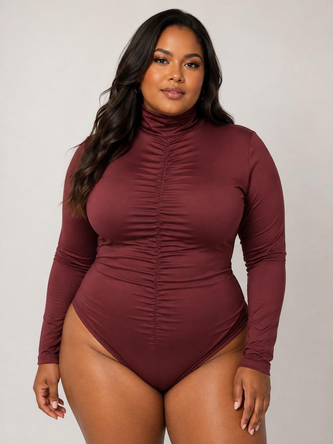 REF 777 Body manga longa e drapeado central 